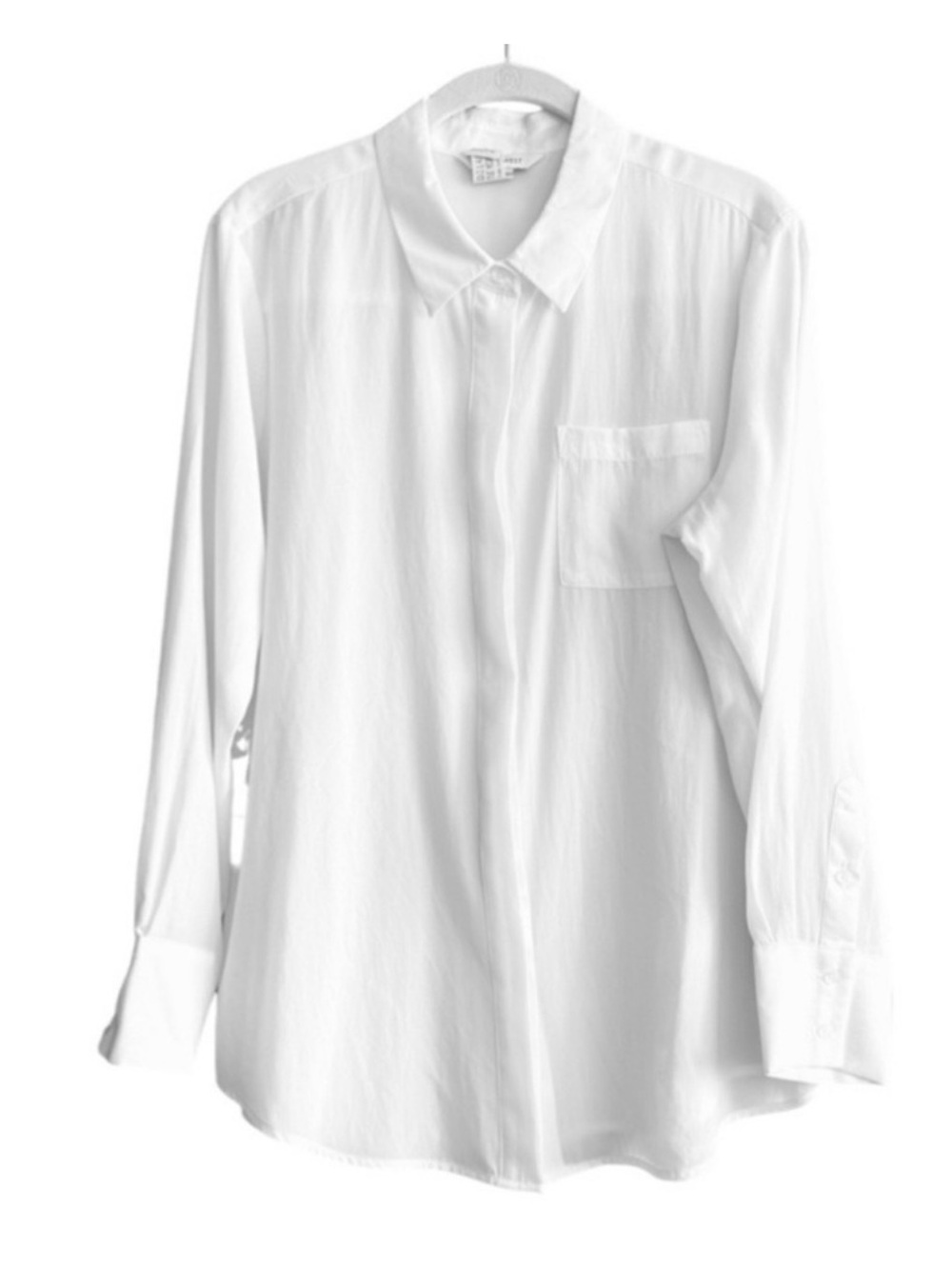 Nine West Button Down Long Sleeve Shirt Relaxed Fit Blouse White Size LP